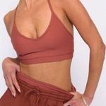 Skatie Zero Racerback Sports Bra in "Dune" Terra Cotta Color Photo 0
