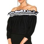 3.1 Phillip Lim (M} VICTORIAN SPORT RUCHE OFF-THE-SHOULDER TOP IN BLACK Photo 0