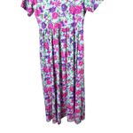 Pierre Cardin Vintage  Floral‎ Print Maxi Dress Pastel Roses Blue Purple Pink Photo 8
