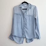 Laju | Collared Button Down Layer Denim Jean Top Shacket in Blue Size M Photo 0