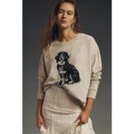 Anthropologie  Maeve Best In Show Dog Sweatshirt Size XS Grey Preppy Quirky Photo 13