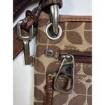 Fossil  Signature Marlow Crossbody Bag Brown Floral Leather Trim Fabric 8.5"x9" Photo 2