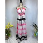Chaudhry Rope Halter Open Back Tie Dye Maxi Dress Pink Black M Size M Photo 1