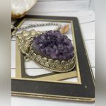 Amethyst Druzy Necklace with unique handcrafted carvings on a 4 mm 20” chain Photo 7
