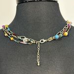 BEADED Multicolor Rainbow Beads Aged Brass Tone Multi Strand Necklace Photo 4