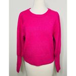 CeCe  Hot Pink Pullover Sweater Long Balloon Puff Sleeve Crew Neck Sz S Photo 1