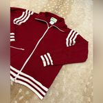 Net Worth dark red and white striped 80s vintage track jacket women’s M Size M Photo 3