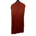 ZARA  Orange Satin Mock Neck Tunic Open Sides Medium Photo 3
