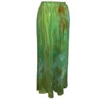 Robin Kaplan Midi Skirt Size 2 Green Silk Hand Dyed Boho Ethereal Forest Fairy Photo 1