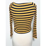 Forever 21  Women's Striped Ribbed Long‎ Sleeve Crop Top Blue Yellow Size Small Photo 4