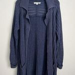 Boden Womens Long Sleeve Open Knit Duster Cardigan Sweater Heavy Blue Medium Photo 0