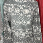 Denim&Co Gray and White Snowflake Turtleneck Sweater Size L Photo 0