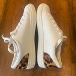 J.Crew Women's Saturday Sneaker 8 White Sneakers with Leopard Detail Photo 6