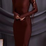 Marbl (Dubai Brand) Long Sleeve Chocolate Brown Silhouette Dress Size XS Photo 5