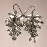 Silver Tone Clear Glass Beads Ball Drop Dangling Boho Pierced Earrings Photo 3