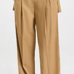 Vince Women Size Large Business Casual Tan Drop Waist Pleated Trousers wide leg Photo 0