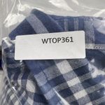 Seven7  Double Layer Gauzy Cotton Blue Plaid 3/4 Sleeve Button Up Shirt Size M Photo 9