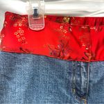 I.N.C Y2K Bootcut Jeans Red Satin Embroidered Oriental Waistband 8 No Stretch Blue Photo 2
