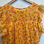 Marie Oliver  Yellow Ditsy Floral Sailor Ruffle Tiered Mini Sun Dress Bold Medium Photo 7