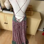 Free People One I Love Mixed Floral Maxi Dress Size XL Low Back Lace Up Boho Photo 5