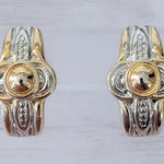 Vintage Clip On Earrings Stunning Statement Silver Tone & Gold Tone Elegant Photo 0