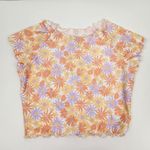 l*space L* Wildflower Rashguard Top Short Sleeve Size Small Orange Floral NWT Photo 1