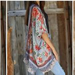 Angie  floral beach boho drape open kimono arm holes oversized cardigan SZ S Photo 1
