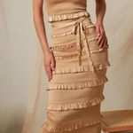 V. Chapman Lily Midi Bodycon Dress Warm Sand Womens Size 10 Gold Photo 0