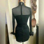 Amanda Uprichard  $238 Black Vixem Mini Dress Ostrich Mesh Ruched Small Photo 1