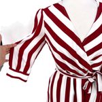 Bar III Striped Wrap Dress Midi Tie Waist Red White Size 6 Photo 3