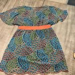 Flying Tomato Anthropologi Size Med Teal Blue Coral Floral Print Sun Dress Boho Photo 4