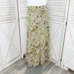 Charter Club Linen Paisley Floral Tropical Midi Skirt Green Brown 10 Flare Photo 1