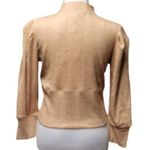 NWT Band of‎ the Free Ribbed Mock Neck Top Puff Shoulder Camel Tan Fall Photo 1
