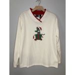 Bobbie Brooks Christmas Sweater M 10/12 Cat Present Ivory V Photo 1