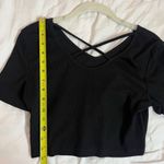 SheIn New  Solid Black Criss Cross Back Gothic Y2K Crop T-Shirt Size Medium Photo 7