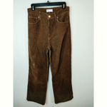 ZARA Brown Corduroy Wide Leg High Waist Pants Casual Womens Size 8 Photo 1