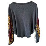 We The Free Free People  Blossom Balloon Sleeve Gray Thermal Top Photo 4