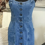 Aeropostale  Blue Denim Sheath Mini Dress Sleeveless Square Neck Photo 0