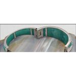 ANDREW HAMILTON CRAWFORD 925 Silver Teal Cuff Botanical Vine Modernist Bracelet Green Photo 9