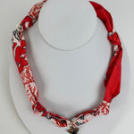 Red and White Starfish Pendant Scarf Necklace Photo 0