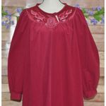 VTG Lorraine Fleece Maxi Length House Coat Robe 1/2 Zip Size L Pockets USA Made Red Size L Photo 1