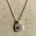 BaubleBar Gold and Mother of Pearl with Crystal accents Initial H Pendant Necklace Photo 0