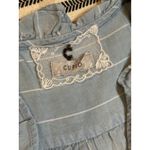 CUPIC Light Blue White Stripe Ruffled Sleeve Button Down Shirt Top Womens Size 6 Photo 1