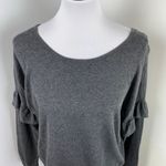 Theory Grey Scoop Neck Arm Ruffle Scoop Neck Sweater Large Photo 1