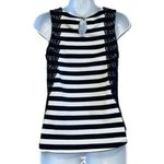 The Limited  Navy/White Striped Lace Floral Trim‎ Sleeveless Top EUC Size  SP Photo 5