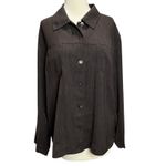 Chico's  Shirt Jacket Women L Chocolate Brown Button Pockets Modern Travel Shacket Photo 1