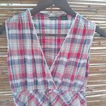 Eddie Bauer  4 Red Blue Plaid Sleeveless Cotton Dress Photo 8