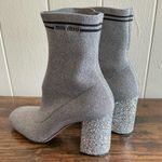 Miu Miu Rare HTF  Silver Lurex Knit Tech Fabric Glitter Heels Booties Size 38 US8 Photo 2
