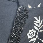 Roz & Ali  | Black Floral and Beaded Neckline Blouse | Large Photo 8