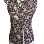 Forever 21 BROWN & WHITE FLORAL DESIGN BUTTON DOWN SHORT SLEEVE COTTON TOP SMALL Photo 0